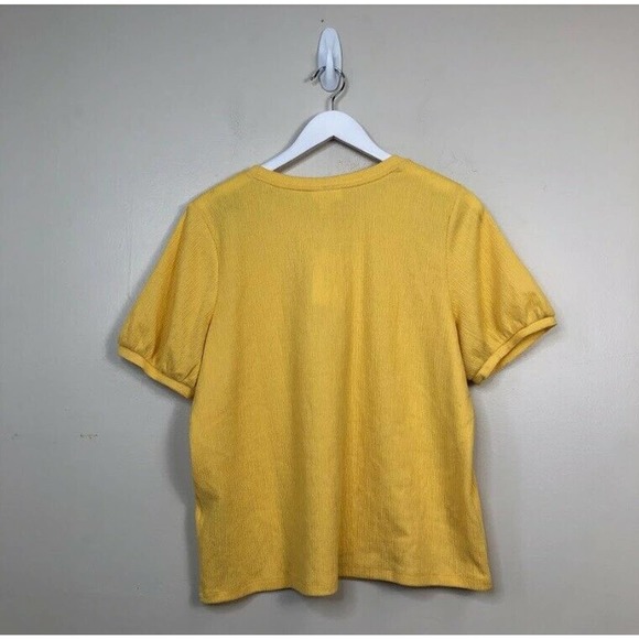 Style & Co Women's Textured Short Puffed Sleeve T-Shirts Top Yellow L, $45 NWT - Picture 3 of 6